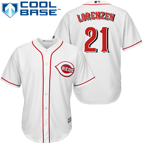 Reds #21 Michael Lorenzen White Cool Base Stitched Youth MLB Jersey - Click Image to Close